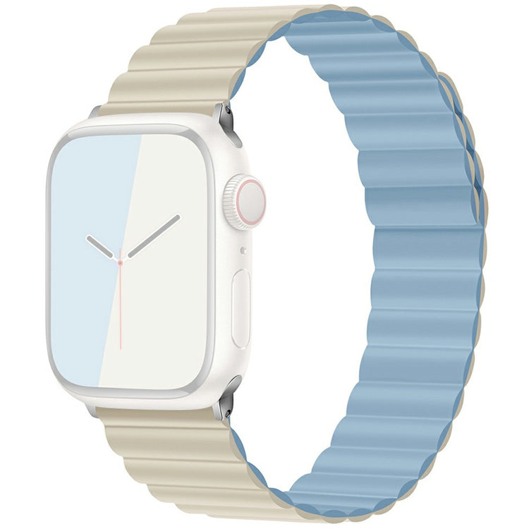 KALEBOL Magnetic Watch Band Apple Watch Series 10 42mm Silicone Adjustable Strap - Antique White Blue#serie_4