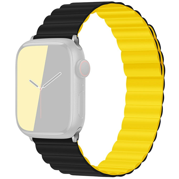 KALEBOL Magnetic Watch Band Apple Watch Series 10 42mm Silicone Adjustable Strap - Black Yellow#serie_5