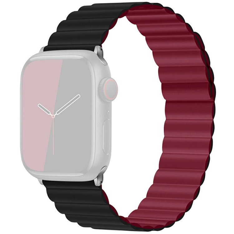KALEBOL Magnetic Watch Band Apple Watch Series 10 42mm Silicone Adjustable Strap - Black Wine Red#serie_6