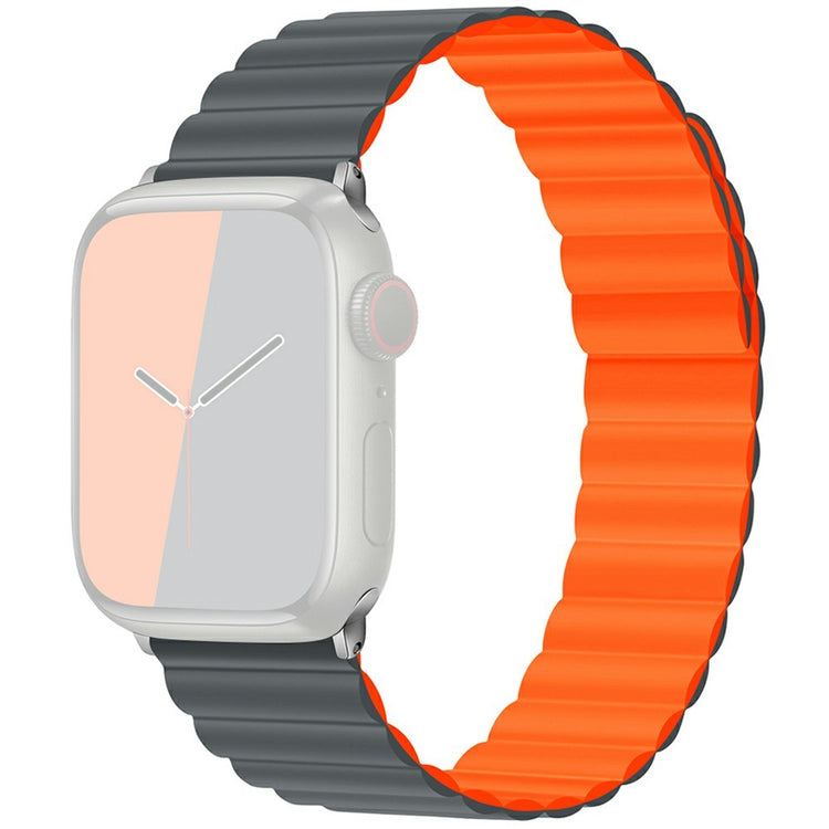 KALEBOL Magnetic Watch Band Apple Watch Series 10 42mm Silicone Adjustable Strap - Grey Orange#serie_8