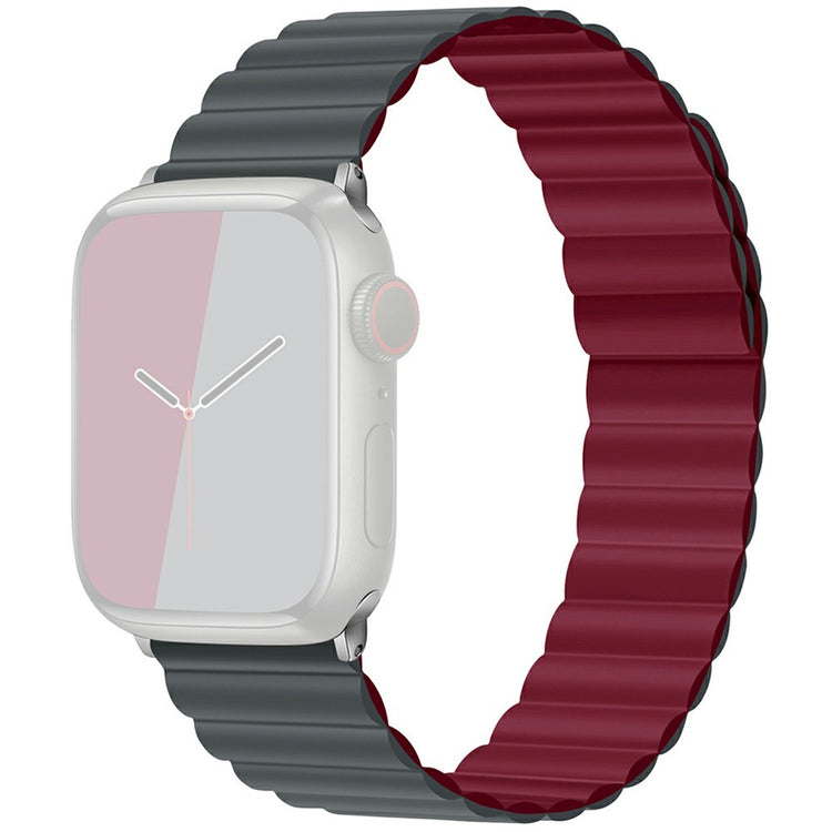 KALEBOL Magnetic Watch Band Apple Watch Series 10 42mm Silicone Adjustable Strap - Grey Wine Red#serie_9