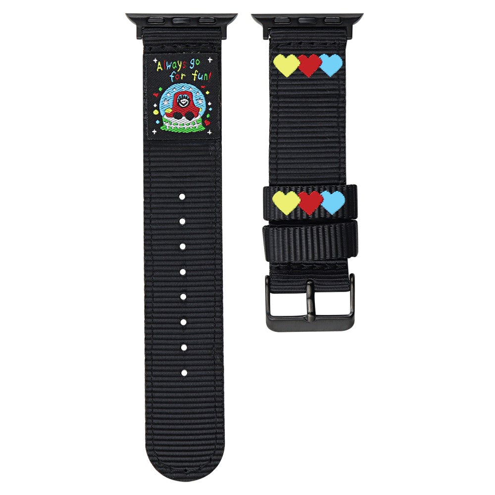 Canvas Watch Band Apple Watch Series 10 42mm Love Label Wrist Strap - Black#serie_1