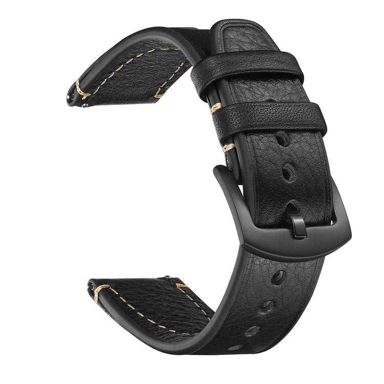 18mm Strap Huawei Watch GT 5 Pro 42mm / GT 5 41mm / Garmin Venu 3S / Forerunner 265S Genuine Cow Leather Watch Band - Black#serie_6