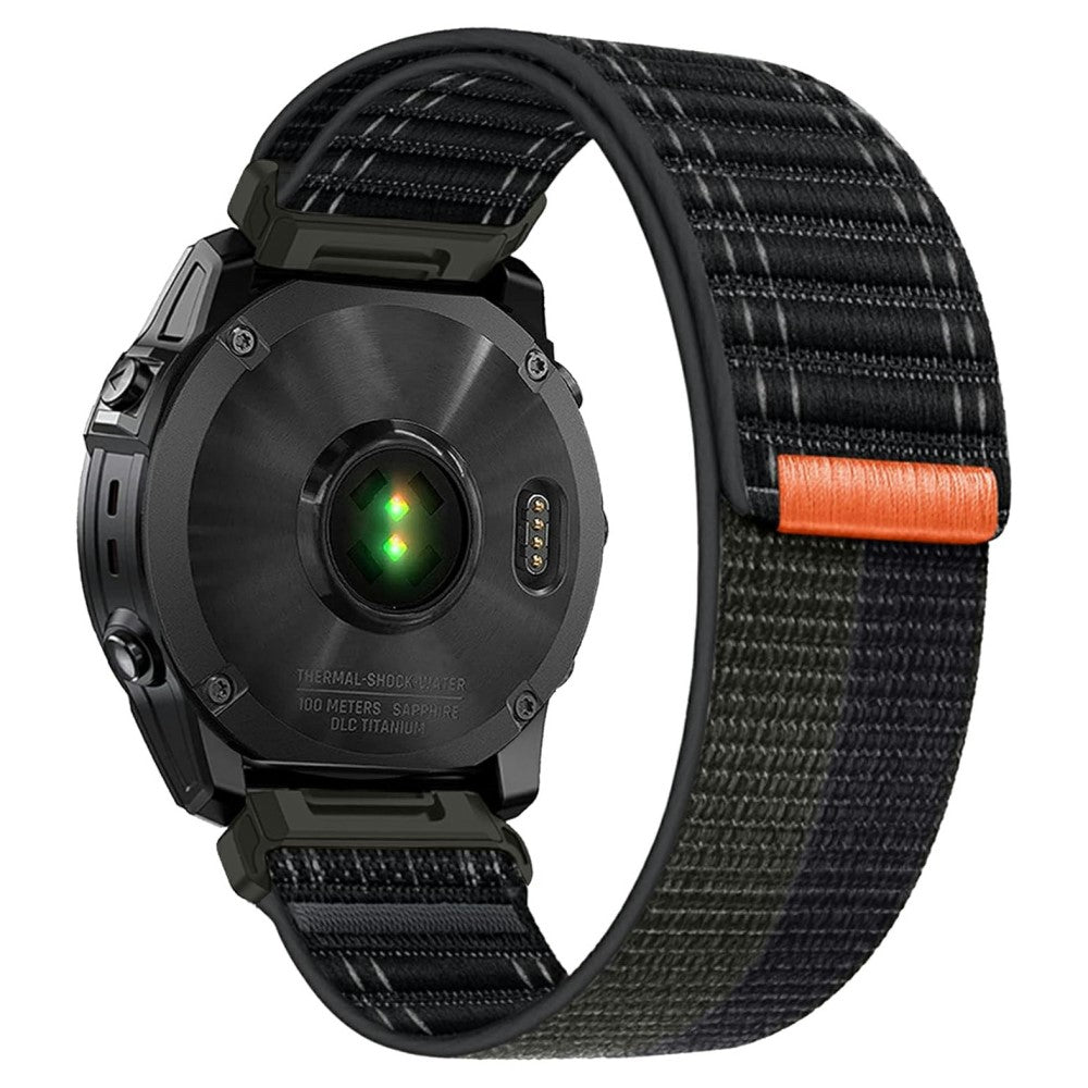 KALEBOL 22mm Nylon Watch Strap Garmin Fenix 7 / 7 Pro / 6 / 6 Pro Ocean Wave Wrist Band - Black#serie_1
