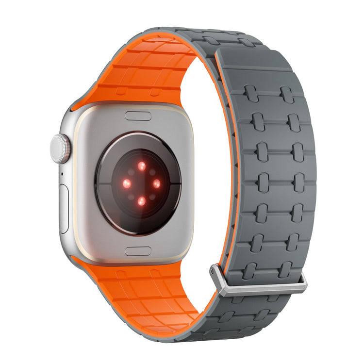 KALEBOL Magnetic Watch Band Apple Watch Series 10 42mm Silicone Strap - Grey + Orange#serie_3