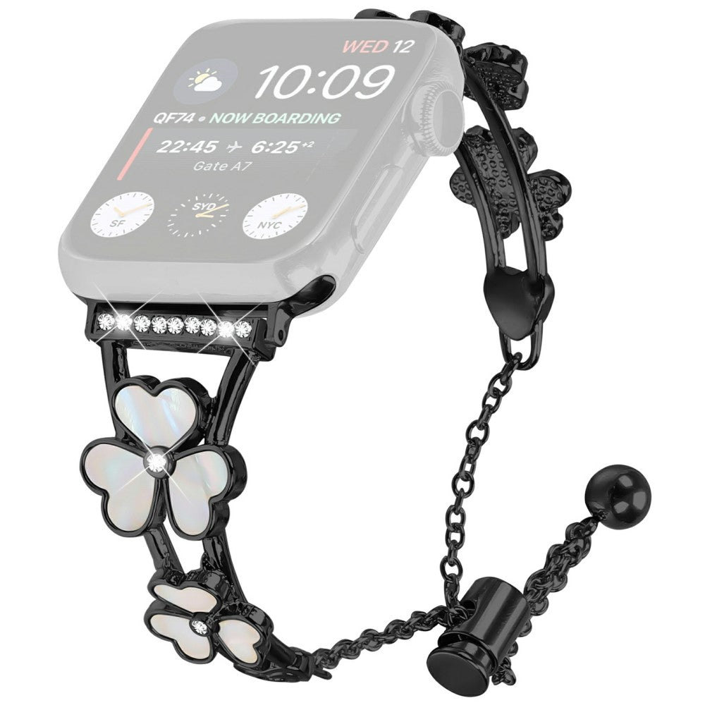 Watchband Apple Watch Series 10 42mm Heart Clover Zinc Alloy Metal Strap - Black#serie_1