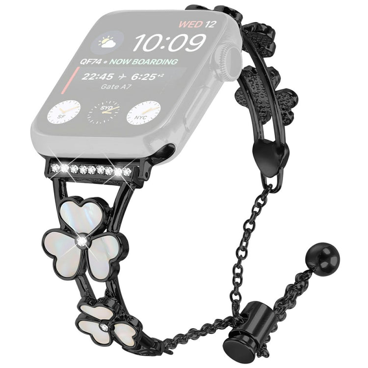 Watchband Apple Watch Series 10 42mm Heart Clover Zinc Alloy Metal Strap - Black#serie_1