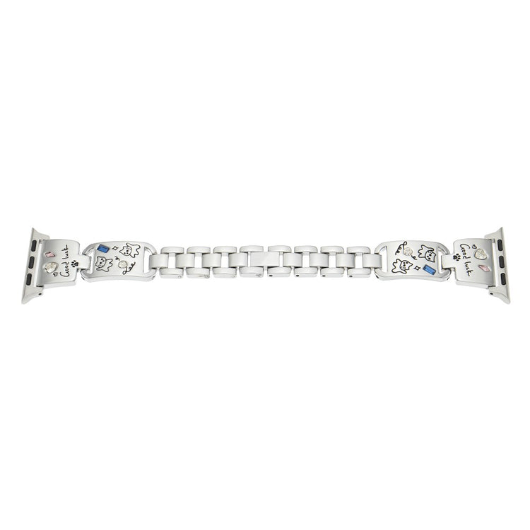 Metal Strap Apple Watch Series 10 42mm Watch Band Cat Pattern - Silver#serie_1