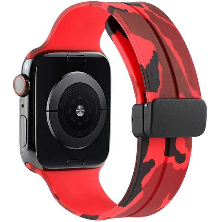 KALEBOL Camouflage Silicone Strap Apple Watch Series 41mm - 40mm - 38mm Magnetic Watch Band - Red#serie_4