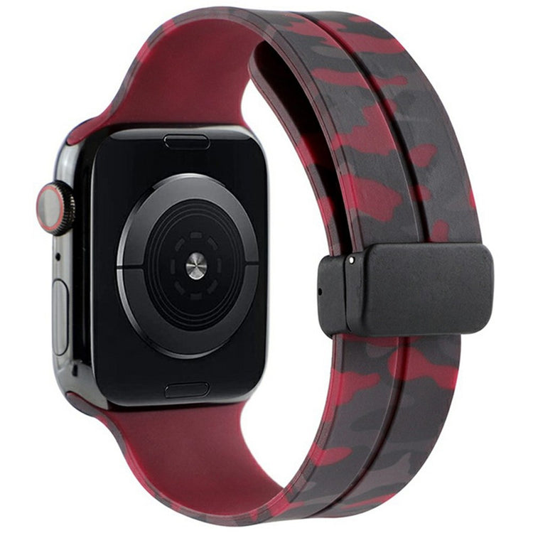 KALEBOL Camouflage Silicone Strap Apple Watch Series 41mm - 40mm - 38mm Magnetic Watch Band - Wine Red#serie_7