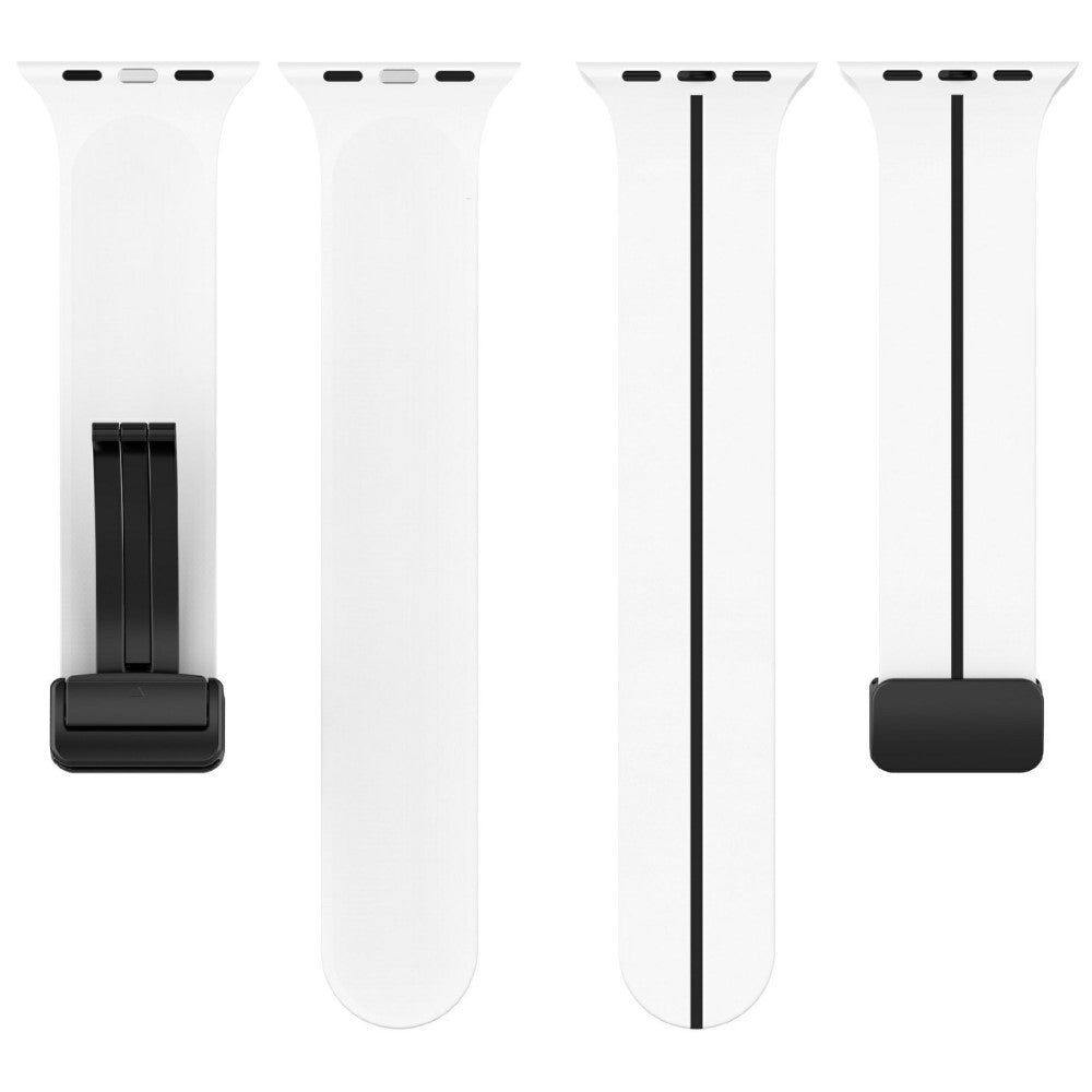 KALEBOL Magnetic Silicone Strap Apple Watch Series 41mm - 40mm - 38mm Stripe Watch Band - White+Black#serie_2