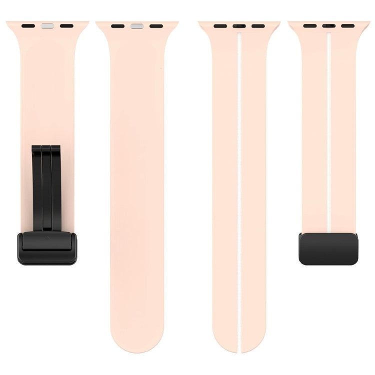 KALEBOL Magnetic Silicone Strap Apple Watch Series 41mm - 40mm - 38mm Stripe Watch Band - Pink+White#serie_4