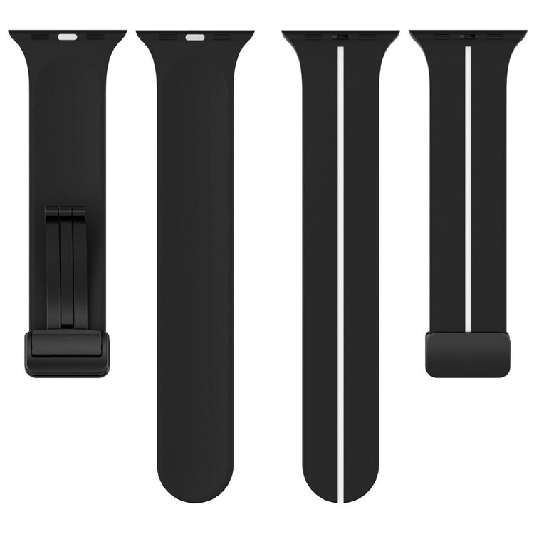 KALEBOL Magnetic Silicone Strap Apple Watch Series 41mm - 40mm - 38mm Stripe Watch Band - Black+White#serie_5