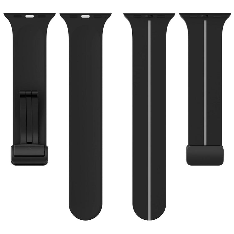 KALEBOL Magnetic Silicone Strap Apple Watch Series 41mm - 40mm - 38mm Stripe Watch Band - Black+Grey#serie_7