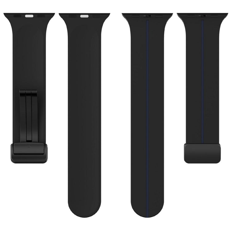 KALEBOL Magnetic Silicone Strap Apple Watch Series 41mm - 40mm - 38mm Stripe Watch Band - Black+Blue#serie_8