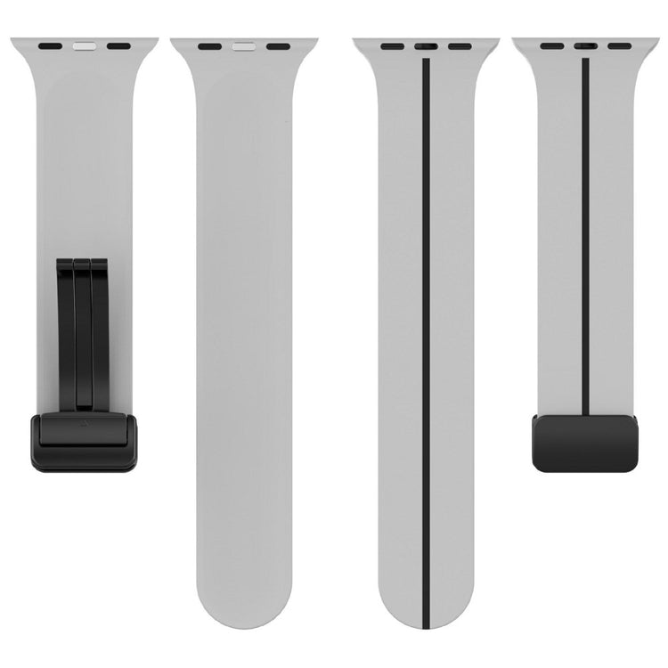 KALEBOL Magnetic Silicone Strap Apple Watch Series 41mm - 40mm - 38mm Stripe Watch Band - Light Grey+Black#serie_9