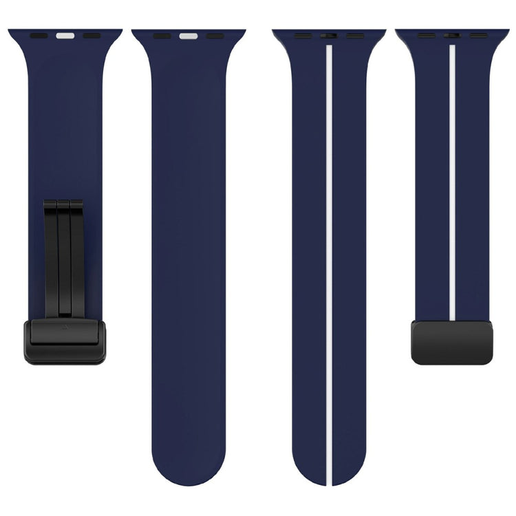 KALEBOL Magnetic Silicone Strap Apple Watch Series 41mm - 40mm - 38mm Stripe Watch Band - Midnight Blue+White#serie_10