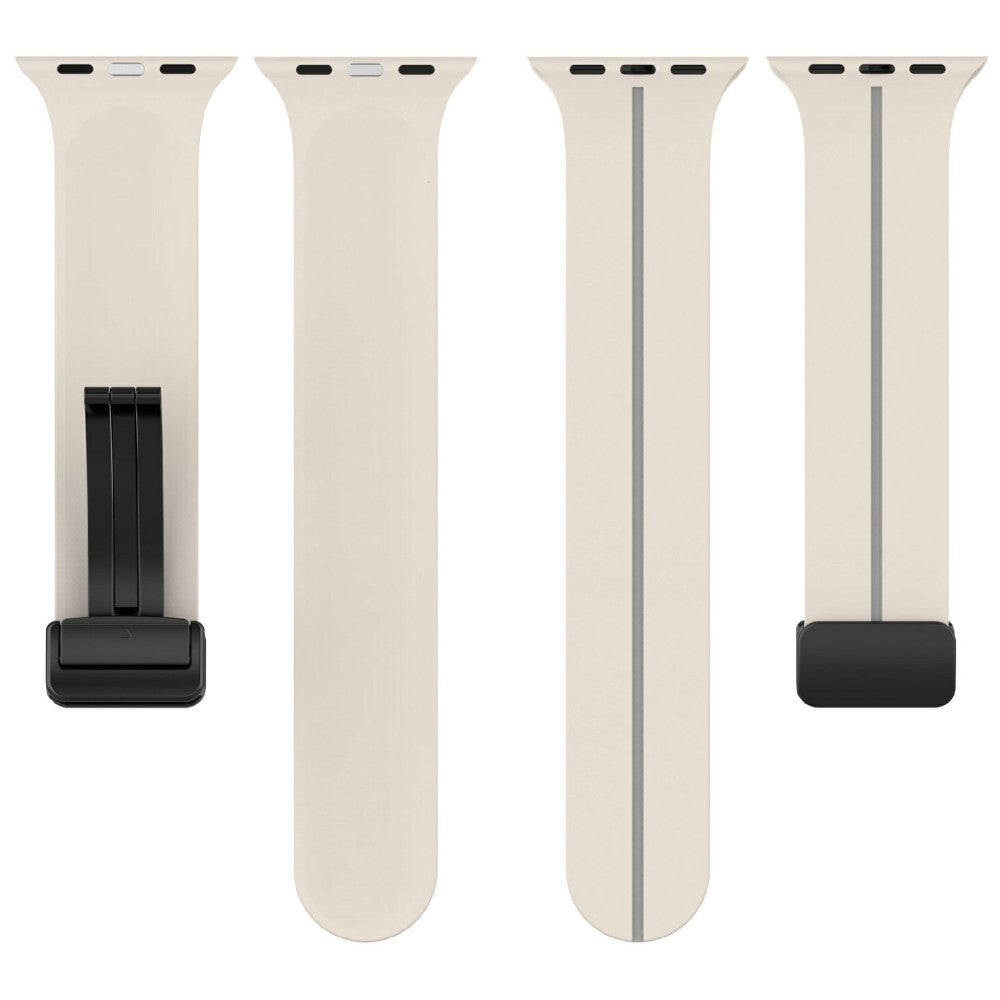 KALEBOL Magnetic Silicone Strap Apple Watch Series 41mm - 40mm - 38mm Stripe Watch Band - Starlight+Grey#serie_11