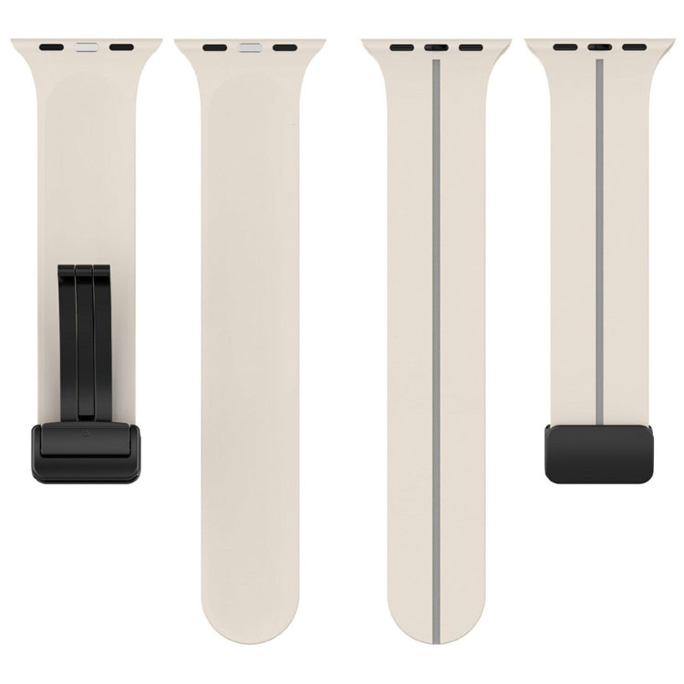 KALEBOL Magnetic Silicone Strap Apple Watch Series 41mm - 40mm - 38mm Stripe Watch Band - Starlight+Grey#serie_11