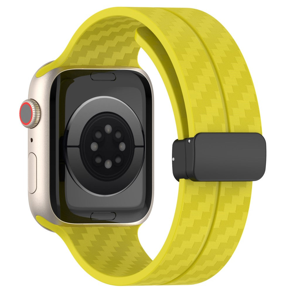 KALEBOL Magnetic Silicone Strap Apple Watch Series 41mm - 40mm - 38mm Carbon Fiber Texture Watch Band - Yellow#serie_3