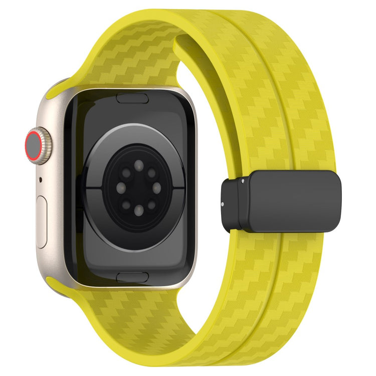 KALEBOL Magnetic Silicone Strap Apple Watch Series 41mm - 40mm - 38mm Carbon Fiber Texture Watch Band - Yellow#serie_3