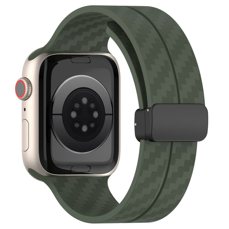 KALEBOL Magnetic Silicone Strap Apple Watch Series 41mm - 40mm - 38mm Carbon Fiber Texture Watch Band - Green#serie_6