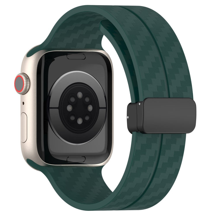 KALEBOL Magnetic Silicone Strap Apple Watch Series 41mm - 40mm - 38mm Carbon Fiber Texture Watch Band - Blackish Green#serie_7