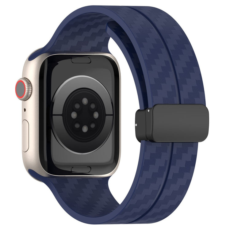 KALEBOL Magnetic Silicone Strap Apple Watch Series 41mm - 40mm - 38mm Carbon Fiber Texture Watch Band - Midnight Blue#serie_9