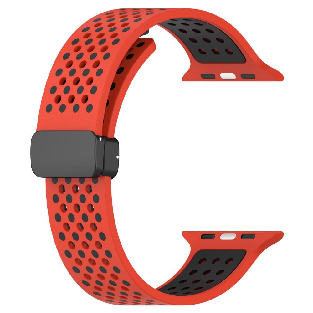 KALEBOL Magnetic Silicone Strap Apple Watch Series 41mm - 40mm - 38mm Dual Color Watch Band - Red+Black#serie_1