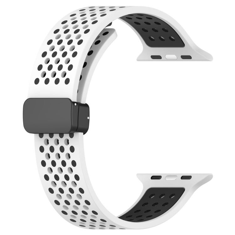 KALEBOL Magnetic Silicone Strap Apple Watch Series 41mm - 40mm - 38mm Dual Color Watch Band - White+Black#serie_2
