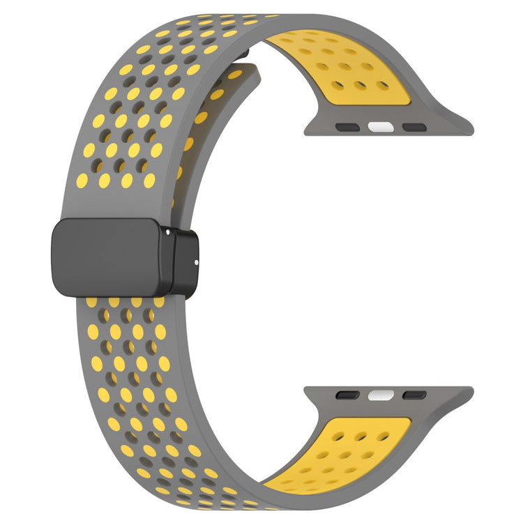 KALEBOL Magnetic Silicone Strap Apple Watch Series 41mm - 40mm - 38mm Dual Color Watch Band - Grey+Yellow#serie_10