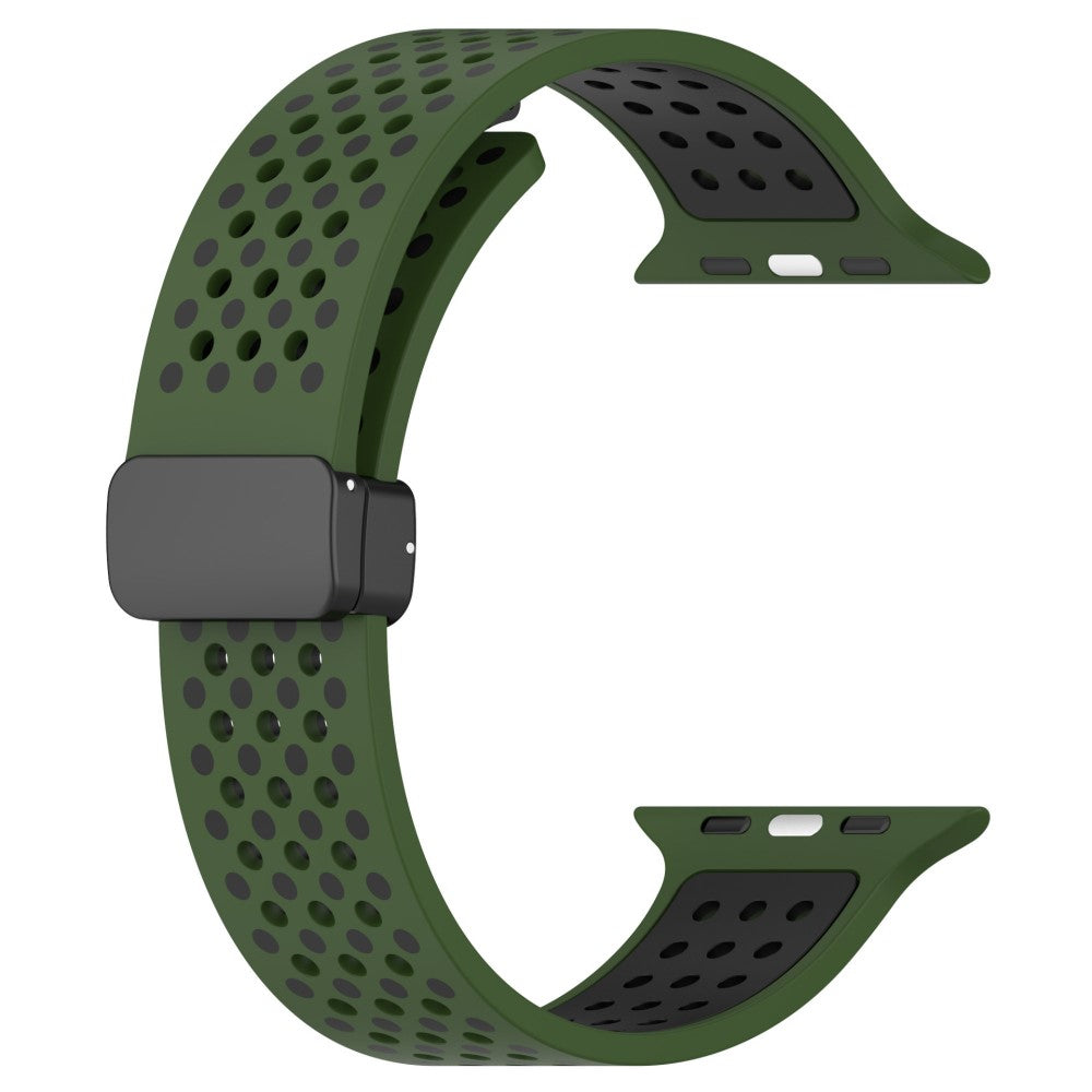 KALEBOL Magnetic Silicone Strap Apple Watch Series 41mm - 40mm - 38mm Dual Color Watch Band - Army Green+Black#serie_11