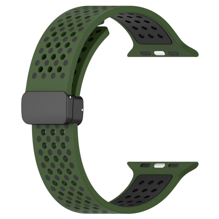 KALEBOL Magnetic Silicone Strap Apple Watch Series 41mm - 40mm - 38mm Dual Color Watch Band - Army Green+Black#serie_11