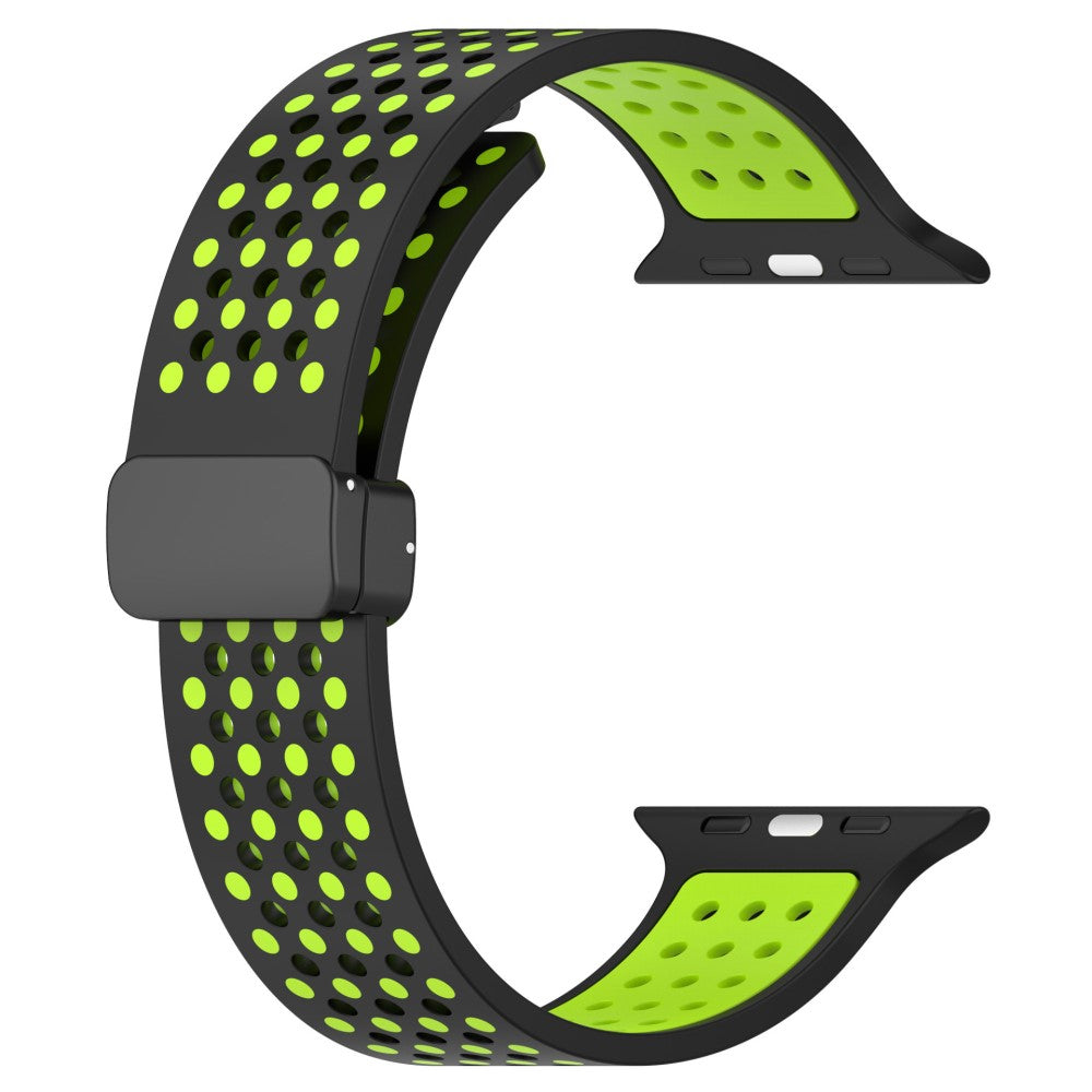 KALEBOL Magnetic Silicone Strap Apple Watch Series 49mm - 45mm - 44mm - 42mm Dual Color Watch Band - Black+Lime#serie_6