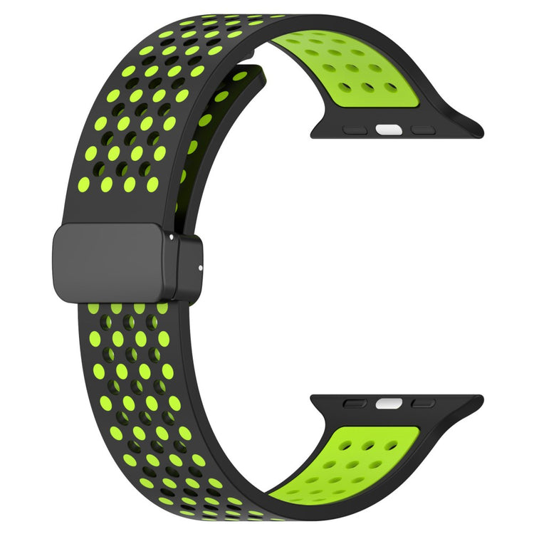 KALEBOL Magnetic Silicone Strap Apple Watch Series 49mm - 45mm - 44mm - 42mm Dual Color Watch Band - Black+Lime#serie_6