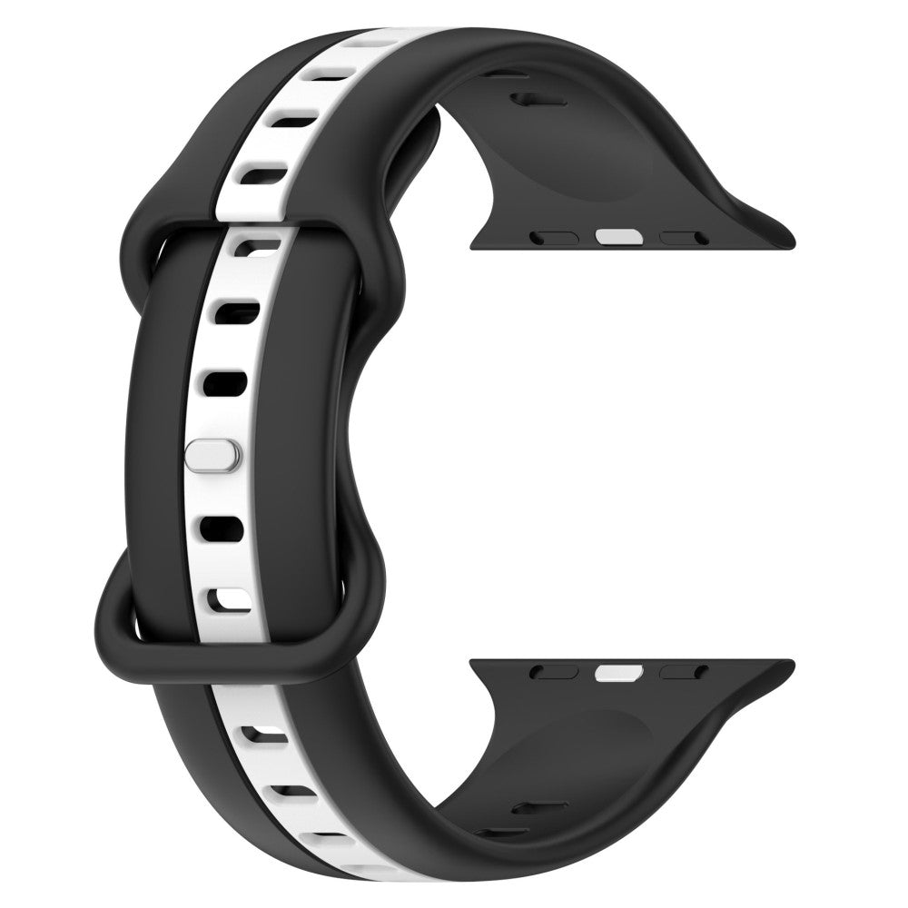 KALEBOL Dual Color Silicone Strap Apple Watch Series 41mm - 40mm - 38mm Butterfly Buckle Watch Band - Black+White#serie_1