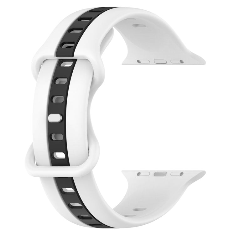 KALEBOL Dual Color Silicone Strap Apple Watch Series 41mm - 40mm - 38mm Butterfly Buckle Watch Band - White+Black#serie_2