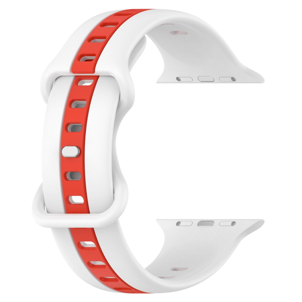 KALEBOL Dual Color Silicone Strap Apple Watch Series 41mm - 40mm - 38mm Butterfly Buckle Watch Band - White+Red#serie_3