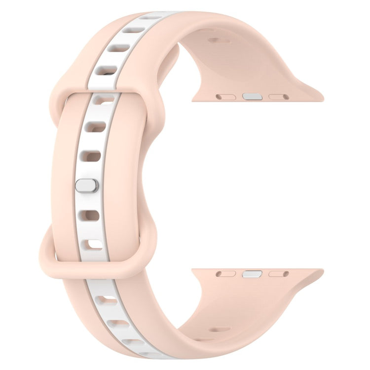 KALEBOL Dual Color Silicone Strap Apple Watch Series 41mm - 40mm - 38mm Butterfly Buckle Watch Band - Pink+White#serie_4