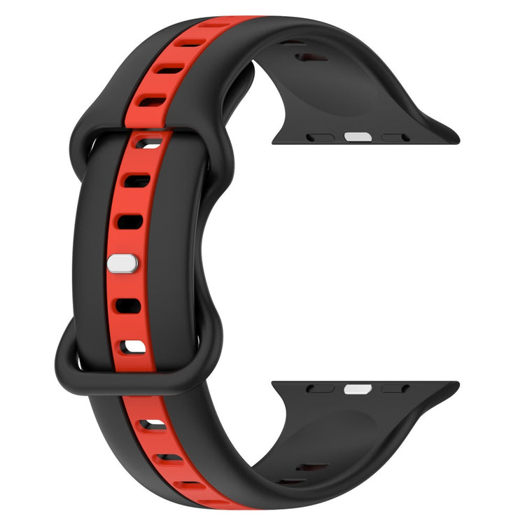 KALEBOL Dual Color Silicone Strap Apple Watch Series 41mm - 40mm - 38mm Butterfly Buckle Watch Band - Black+Red#serie_5