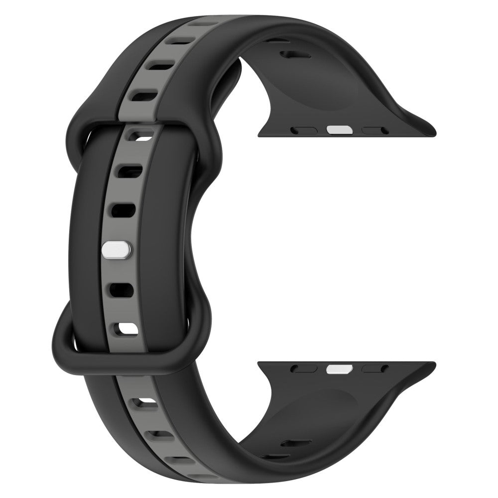 KALEBOL Dual Color Silicone Strap Apple Watch Series 41mm - 40mm - 38mm Butterfly Buckle Watch Band - Black+Grey#serie_6