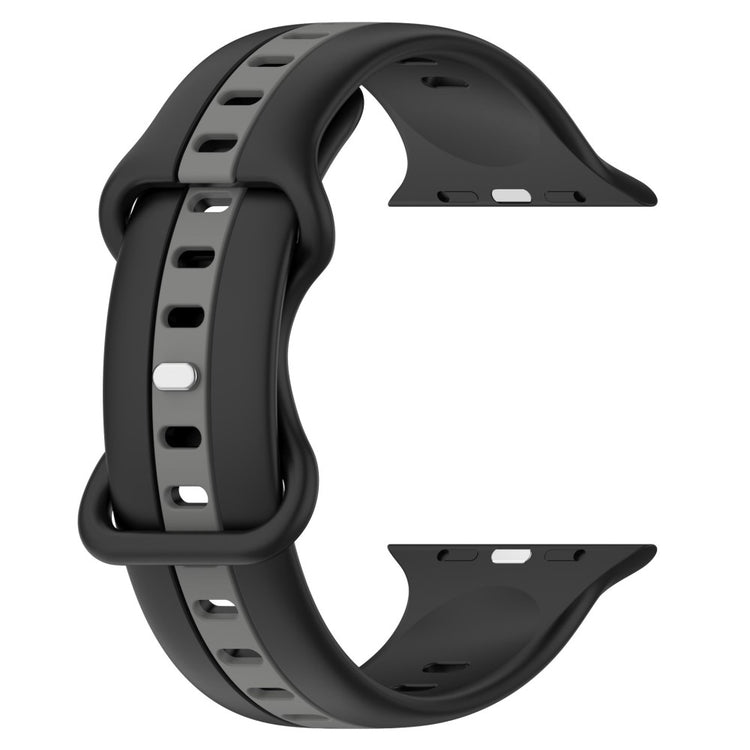 KALEBOL Dual Color Silicone Strap Apple Watch Series 41mm - 40mm - 38mm Butterfly Buckle Watch Band - Black+Grey#serie_6