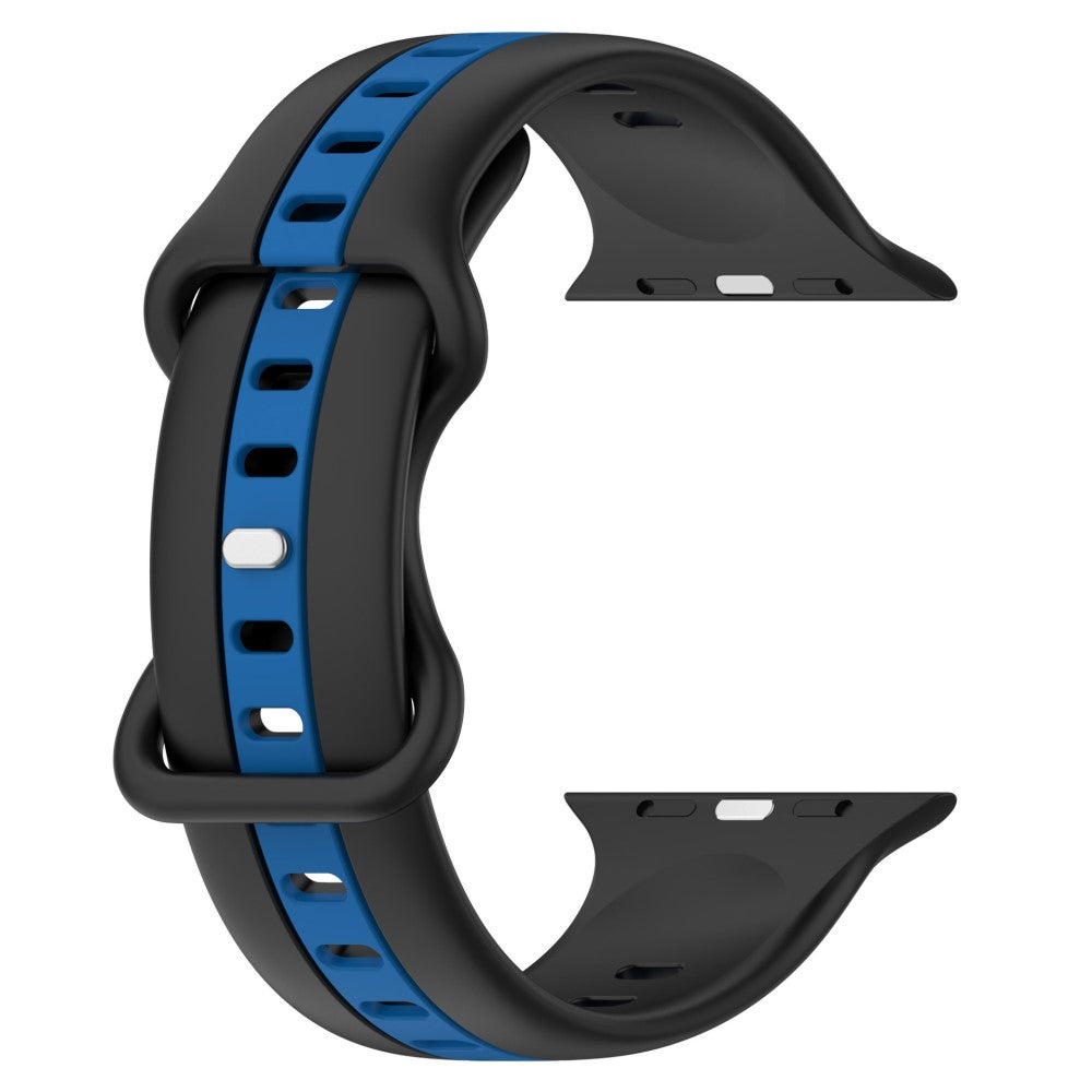 KALEBOL Dual Color Silicone Strap Apple Watch Series 41mm - 40mm - 38mm Butterfly Buckle Watch Band - Black+Blue#serie_7