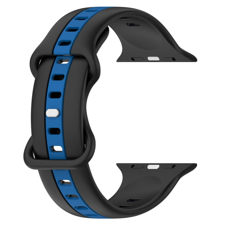KALEBOL Dual Color Silicone Strap Apple Watch Series 41mm - 40mm - 38mm Butterfly Buckle Watch Band - Black+Blue#serie_7