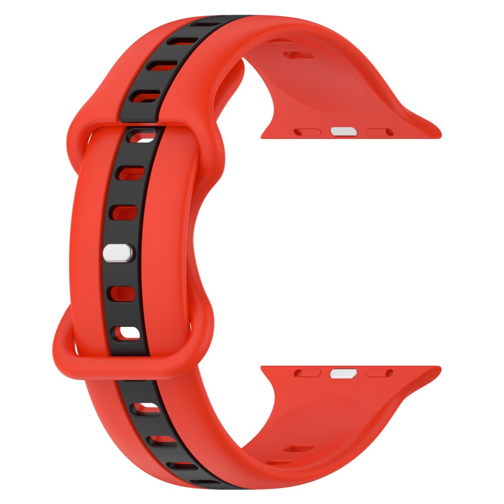 KALEBOL Dual Color Silicone Strap Apple Watch Series 41mm - 40mm - 38mm Butterfly Buckle Watch Band - Red+Black#serie_8