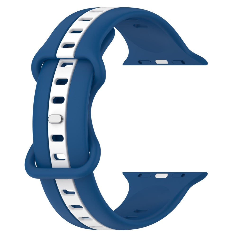 KALEBOL Dual Color Silicone Strap Apple Watch Series 41mm - 40mm - 38mm Butterfly Buckle Watch Band - Sky Blue+White#serie_11