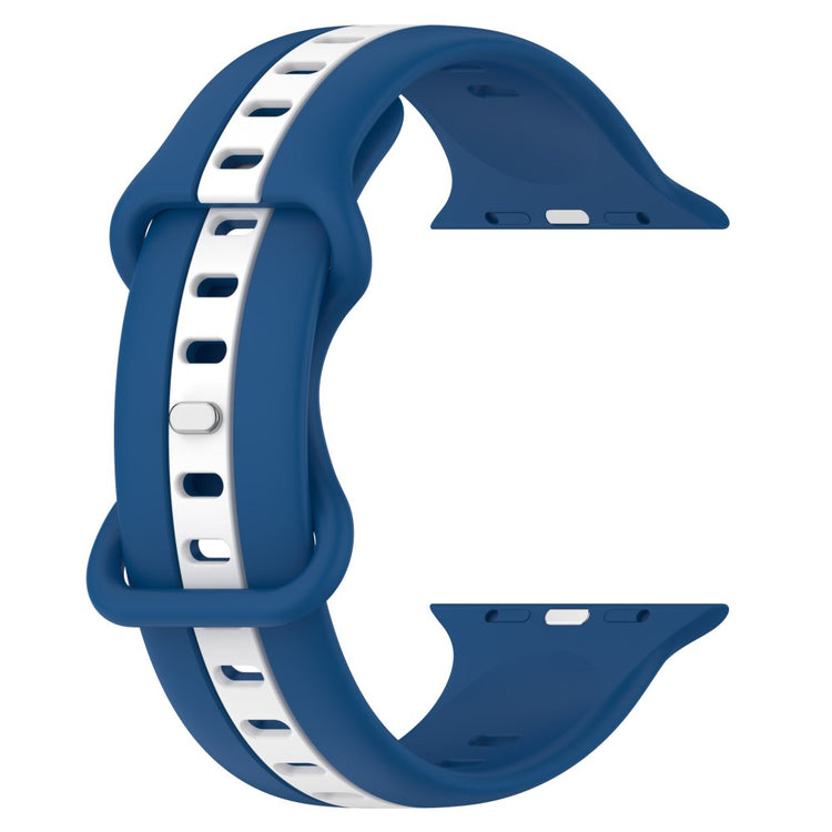 KALEBOL Dual Color Silicone Strap Apple Watch Series 41mm - 40mm - 38mm Butterfly Buckle Watch Band - Sky Blue+White#serie_11