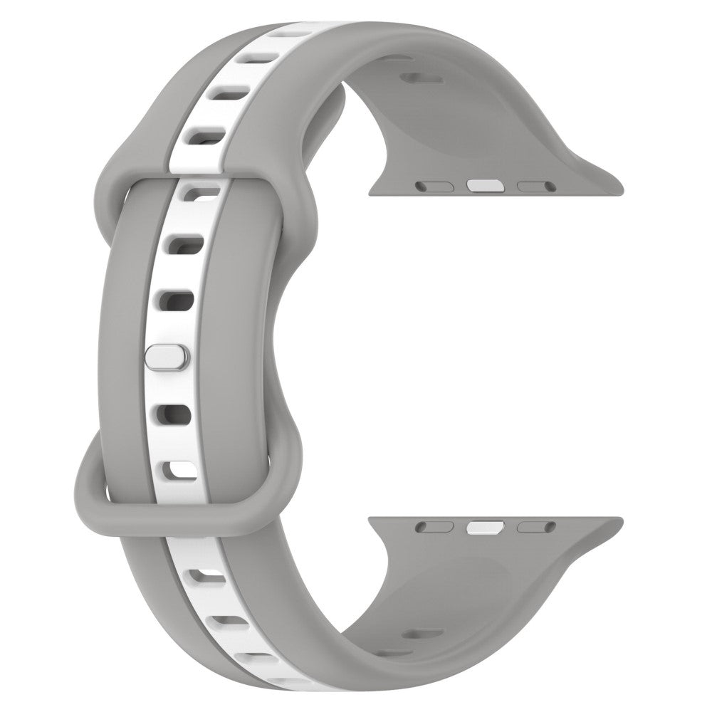 KALEBOL Dual Color Silicone Strap Apple Watch Series 41mm - 40mm - 38mm Butterfly Buckle Watch Band - Light Grey+White#serie_12