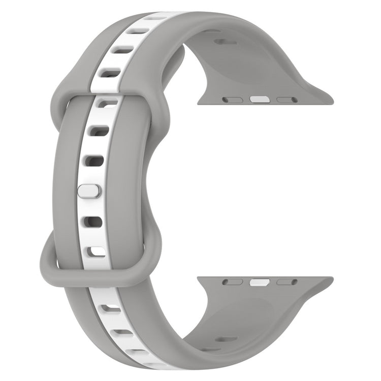 KALEBOL Dual Color Silicone Strap Apple Watch Series 41mm - 40mm - 38mm Butterfly Buckle Watch Band - Light Grey+White#serie_12