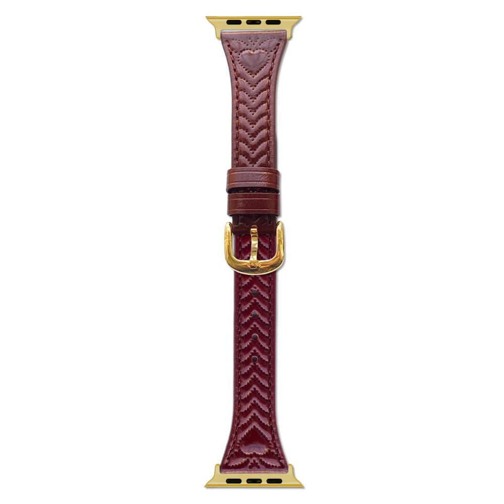 Watch Band Apple Watch Series 41mm - 40mm - 38mm Heart Pattern Embossed Genuine Leather Strap - Wine Red#serie_1